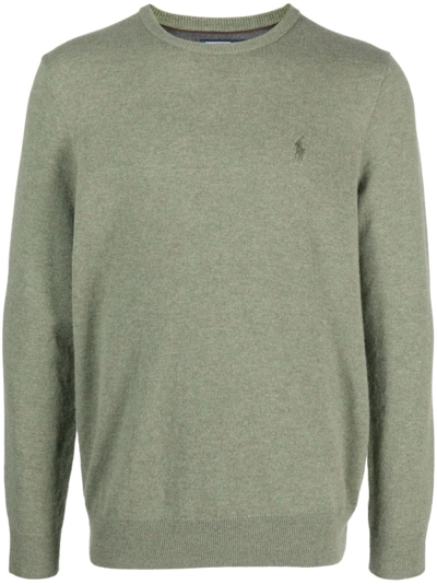 Polo Ralph Lauren Logo-embroidered Wool Jumper In Green