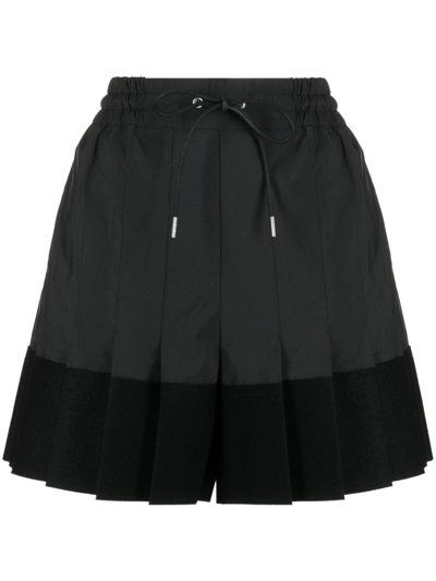 Sacai Knife-pleated Drawstring Shorts In Black