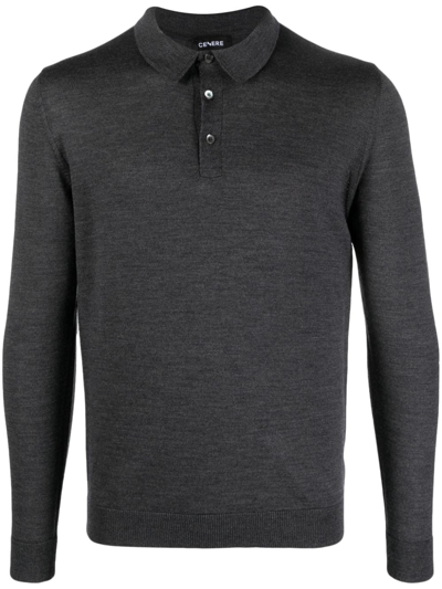 Cenere Gb Mélange-effect Merino-wool Polo Shirt In Grey