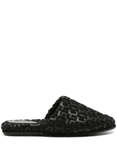 Gcds Logo-embossed Monogram Slippers In Black