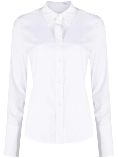 Twp Plain Cotton-blend Shirt In White
