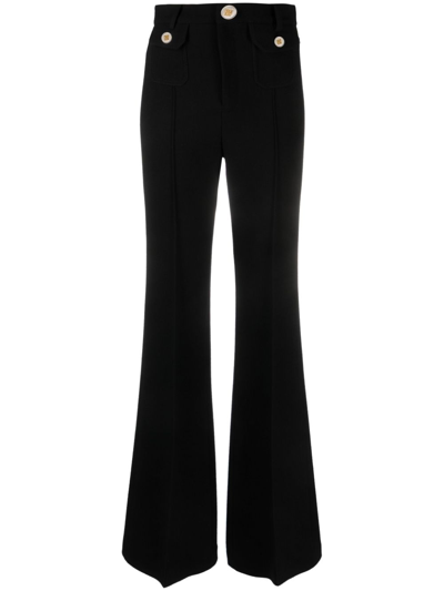 Giambattista Valli High-rise Wool-crepe Wide-leg Trousers In Black