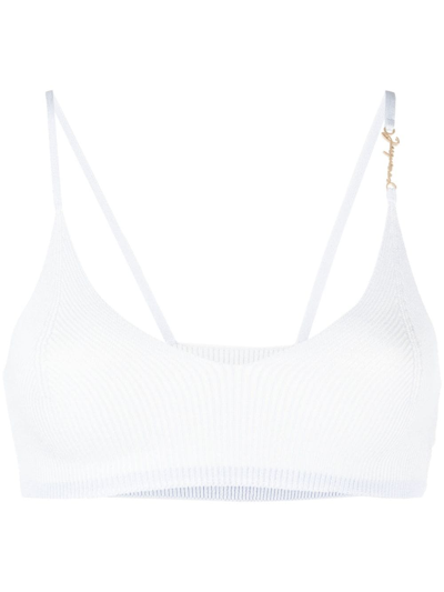 Jacquemus Le Bandeau Pralu Knitted Bra In Blue