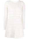Giambattista Valli Long Sleeve Boucle Mini Dress In Neutrals