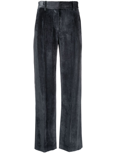 Brunello Cucinelli Velvet-corduroy Straight-leg Trousers In C8901 Blue