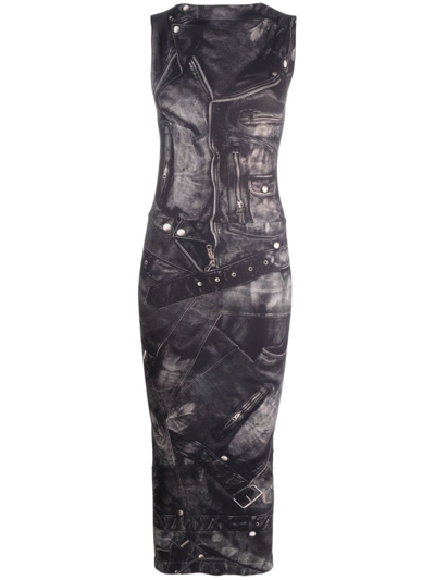 Acne Studios Graphic-print Sleeveless Midi Dress In Faded Black