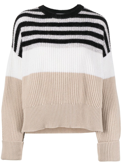 Brunello Cucinelli Stripe-pattern Knitted Jumper In Neutrals