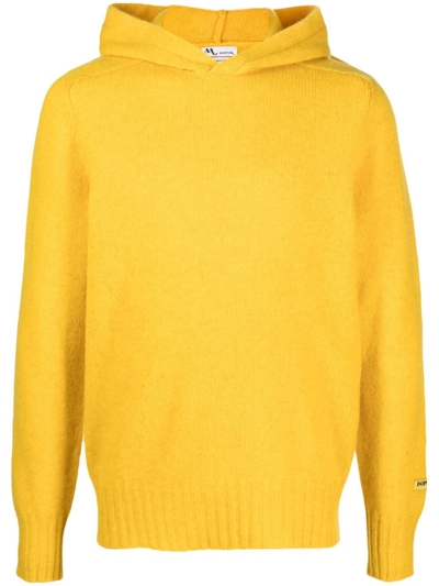 Doppiaa Virgin Wool Knitted Hoodie In Yellow