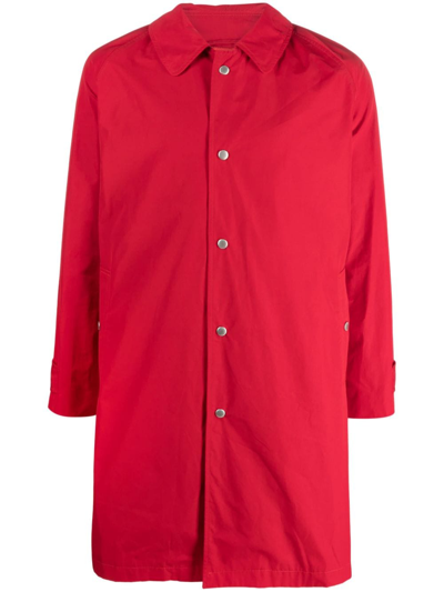 Fursac Cotton Raincoat With Shirt Collar In Red