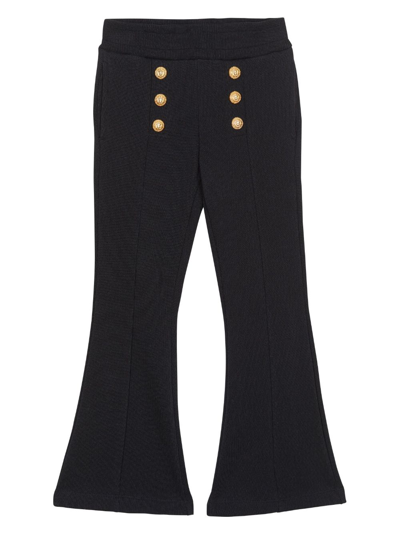 Balmain Kids' Button-detail Zipped Flared Trousers In Black
