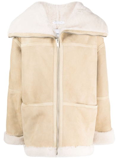 Halfboy Shearling-lined Suede Jacket In Neutrals