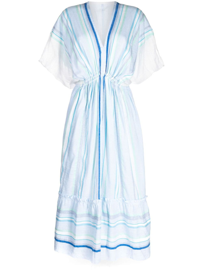 Lemlem Ruki Plunge Neck Dress In Blue