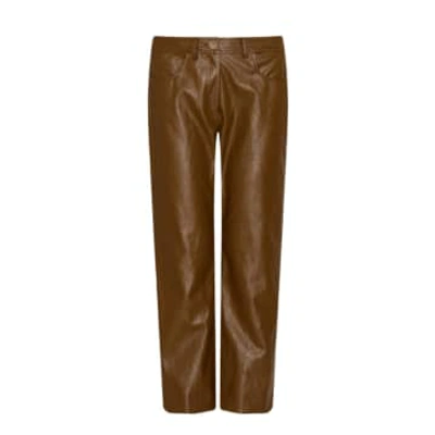 Marella Faux Leather Trouser In Green