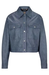 HUGO BOSS LEATHER JACKET WITH DENIM PRINT