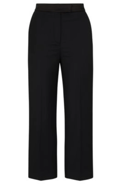 Hugo Boss Women's High-rise Straight-leg Denim Ankle Jeans In Black