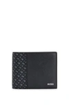 HUGO BOSS STRUCTURED TRIFOLD WALLET WITH MONOGRAM DETAILING