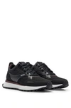 Hugo Boss Mixed-material Trainers With Faux-leather Trims In Black