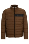 Hugo Boss Water-repellent Padded Jacket With 3d Logo Tape In Light Green