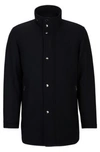 Hugo Boss Relaxed-fit Short Coat In Wool And Cashmere In Dark Blue