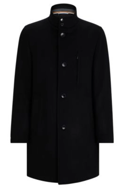 Hugo Boss Boss Hyde Standup Wool & Cashmere Coat In Black