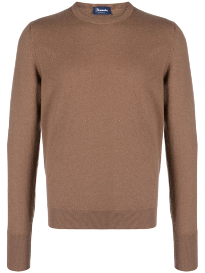 Drumohr Men's 5-gauge Cashmere Sweater In Brown