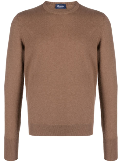 Drumohr Men's 5-gauge Cashmere Sweater In Braun
