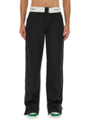 Palm Angels Contrasting-waistband Tapered Trousers In Black