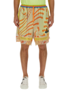 Vivienne Westwood Print Mesh Shorts With Fringed Hem In Multicolour