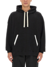 Palm Angels Relaxed-fit Cotton Hoodie With Contrasting Drawstrings In Black