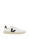 Veja V-10 Faux Leather Sneakers In White