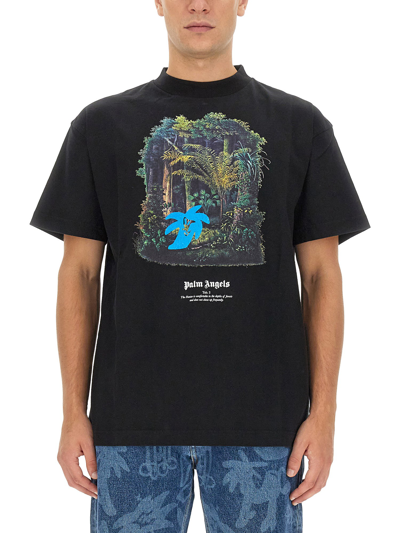 Palm Angels Hunting Forest T-shirt In Black
