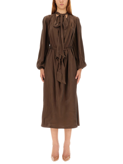 Zimmermann Silk Billow Dress In Brown