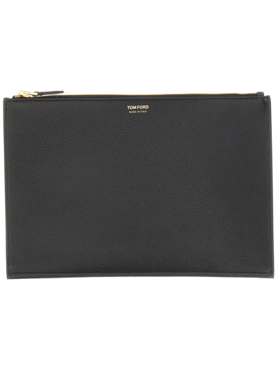 Tom Ford Flat Leather Pouch In Black