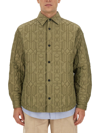 Palm Angels Monogram Quilted Nylon Overshirt In Military Green