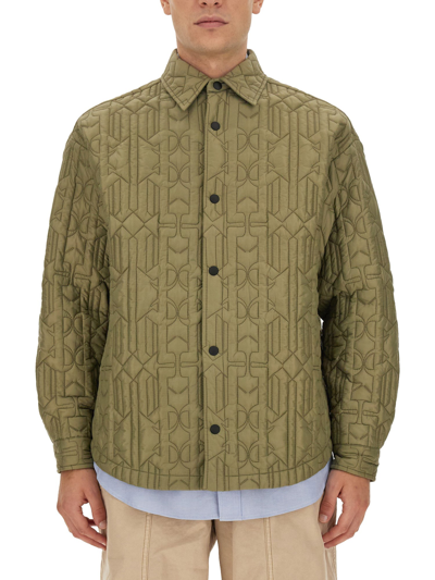 Palm Angels Monogram Shirt In Military Green
