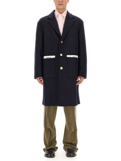 Palm Angels Sartorial Tape Uniform Coat In Blue