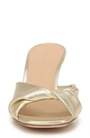 Veronica Beard Melli Metallic Twist Mule Sandals In Platinum