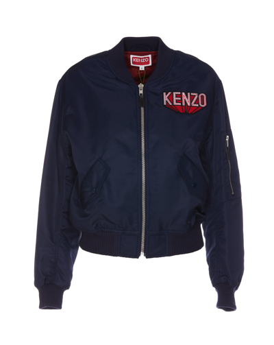 Kenzo 3d Logo-appliqué Bomber Jacket In Blue