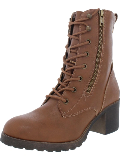 Sun + Stone Sloanie Womens Faux Leather Double Zipper Ankle Boots In Brown