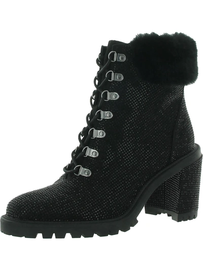 Jessica Simpson Deliah Womens Rhinestone Round Toe Ankle Boots In Black