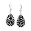 Ross-simons Black Onyx Overlay Drop Earrings In Sterling Silver In Black