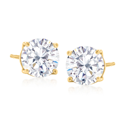 Ross-simons Cz Stud Earrings In 14kt Yellow Gold In Silver