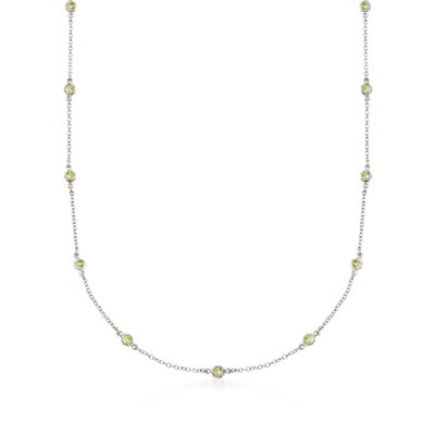 Ross-simons Peridot Station Necklace In Sterling Silver In Multi