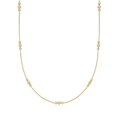 Ross-simons Diamond Trio-station Necklace In 14kt Yellow Gold In Multi