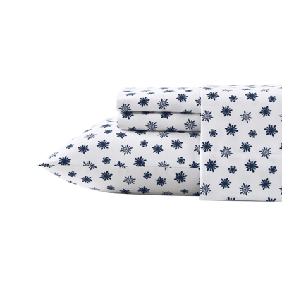 NAUTICA SNOWFLAKE TOSS PRINT KING FLANNEL SHEET SET