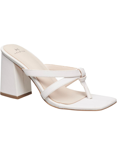 H Halston Mash Womens Vegan Leather Faux Leather Block Heels In White