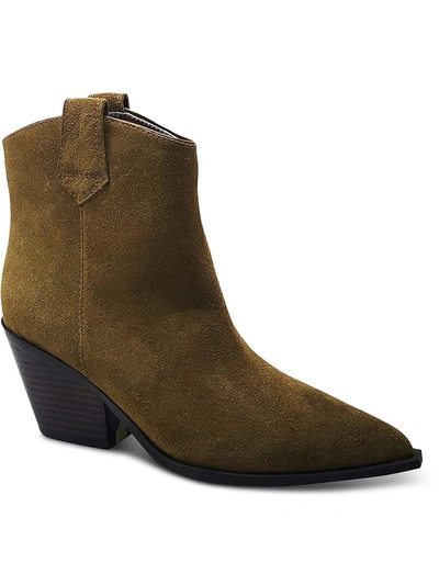 Kenneth Cole New York Kara Womens Suede Pointed Toe Ankle Boots In Green