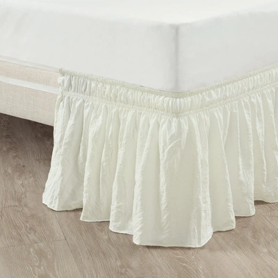 Lush Decor Ruched Ruffle Elastic Easy Wrap Around Bed Skirt In White