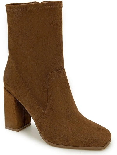 Kenneth Cole New York Jax Stretch Boot Womens Shimmer Square Toe Mid-calf Boots In Brown