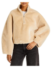 FRAME WOMENS POPOVER LONG SLEEVES FAUX FUR COAT